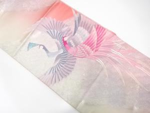 孔雀模様織り出し　袋帯